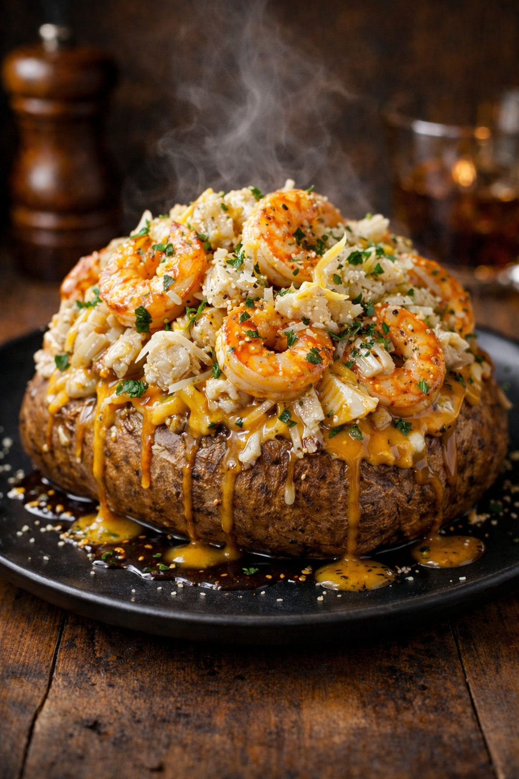 Lemon Garlic Crab & Shrimp Potato